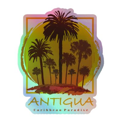 Antigua Sunset Palms Holographic Sticker