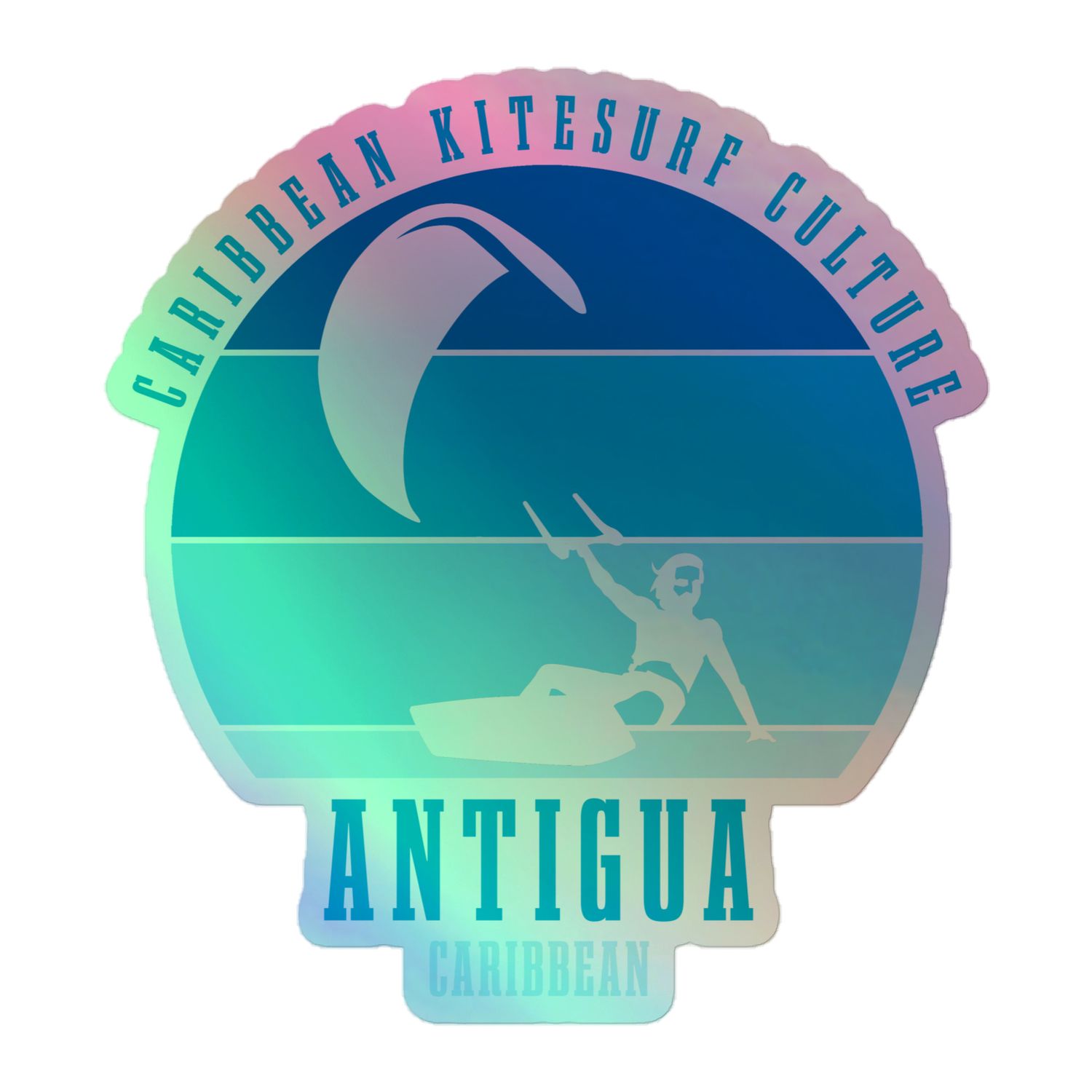 Antigua Kitesurfing Culture Blue Holographic Sticker