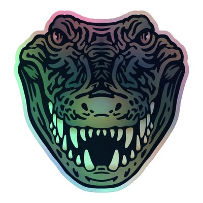 Australian Crocodile Portrait Holographic Sticker