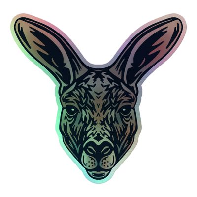 Australian Kangaroo Portrait Holographic Sticker