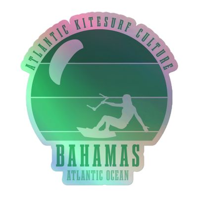 Bahamas Kitesurfing Culture Girl Green Holographic Sticker