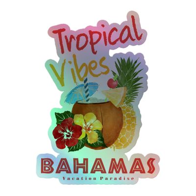 Bahamas Tropical Vibes Holographic Sticker