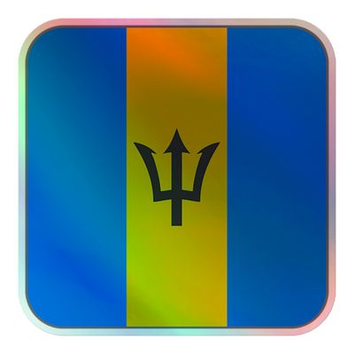 Barbados Flag Holographic Sticker