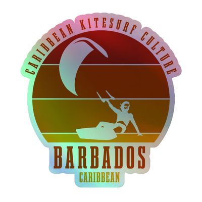 Barbados Kitesurfing Culture Red Holographic Sticker