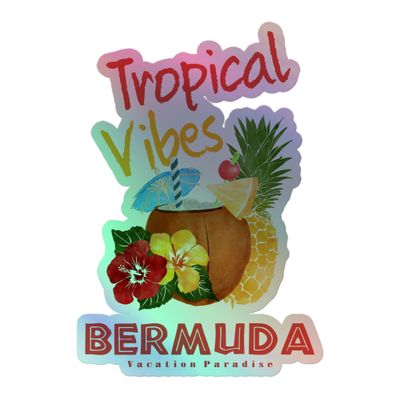 Bermuda Tropical Vibes Holographic Sticker