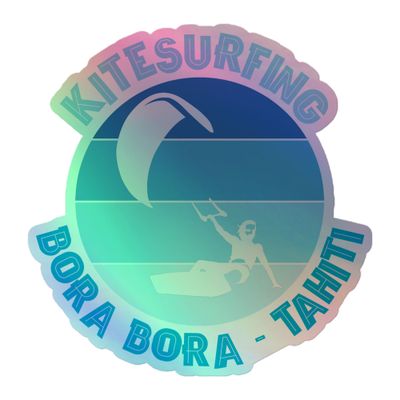 Bora Bora Kitesurfing Blue Holographic Sticker