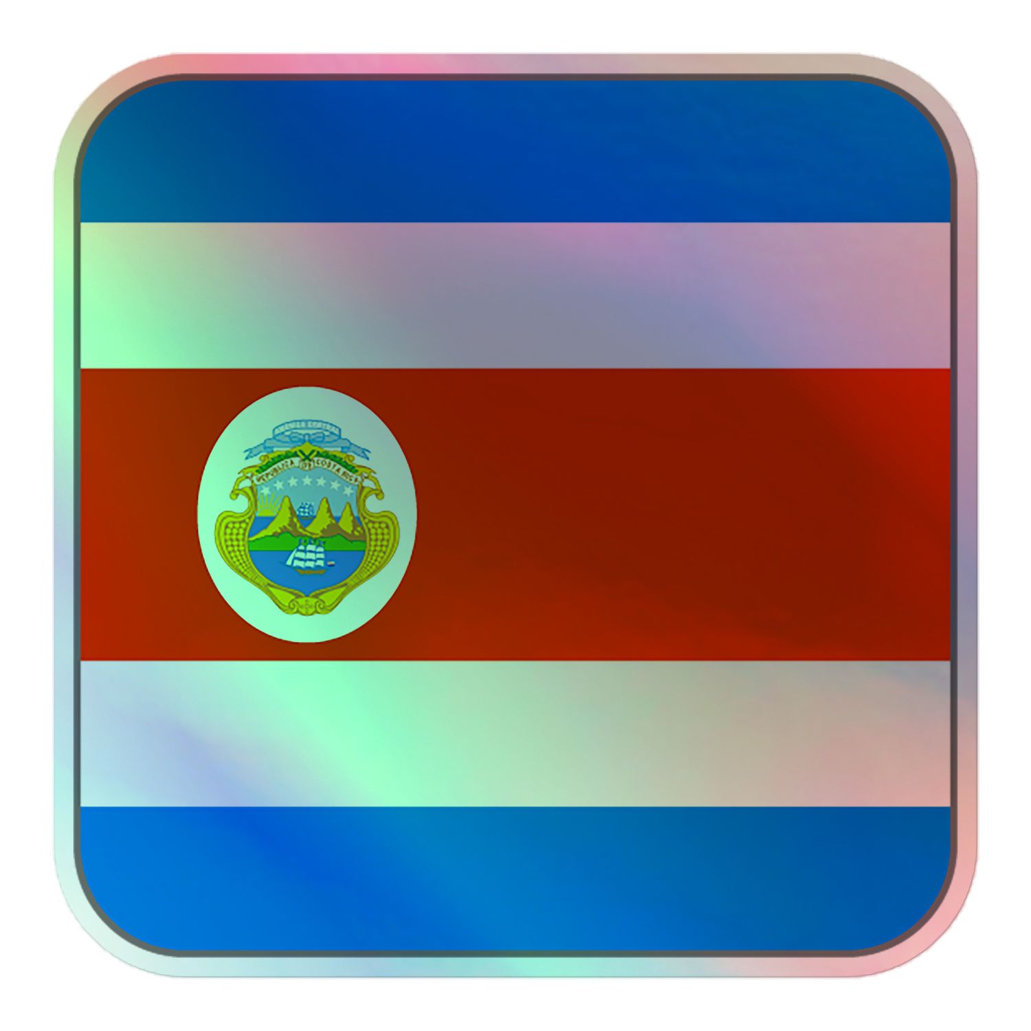 Costa Rica Flag Holographic Sticker