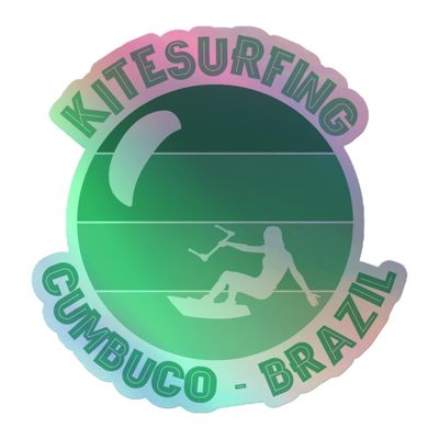 Cumbuco Kitesurfing Girl Green Holographic Sticker
