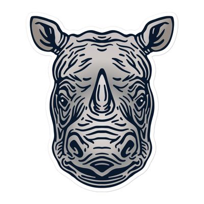 Endangered Javan Rhinoceros Portrait Sticker