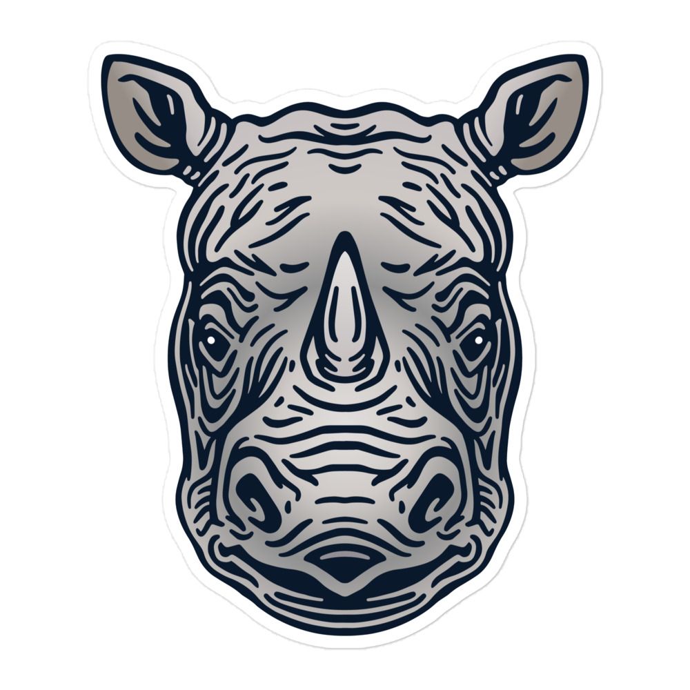 Endangered Javan Rhinoceros Portrait Sticker
