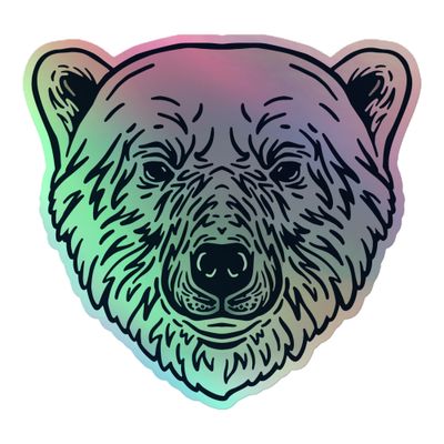 Endangered Polar Bear Portrait Holographic Sticker