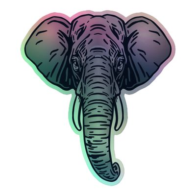 Endangered Sumatran Elephant Portrait Holographic Sticker