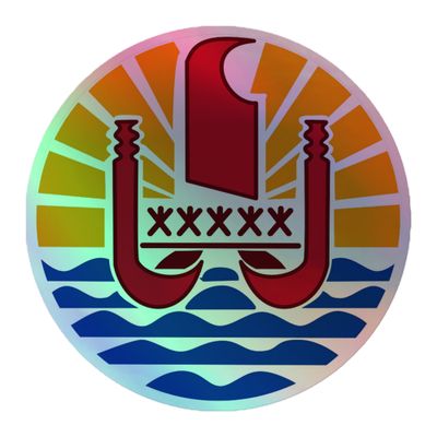 French Polynesia Coat of Arms Holographic Sticker