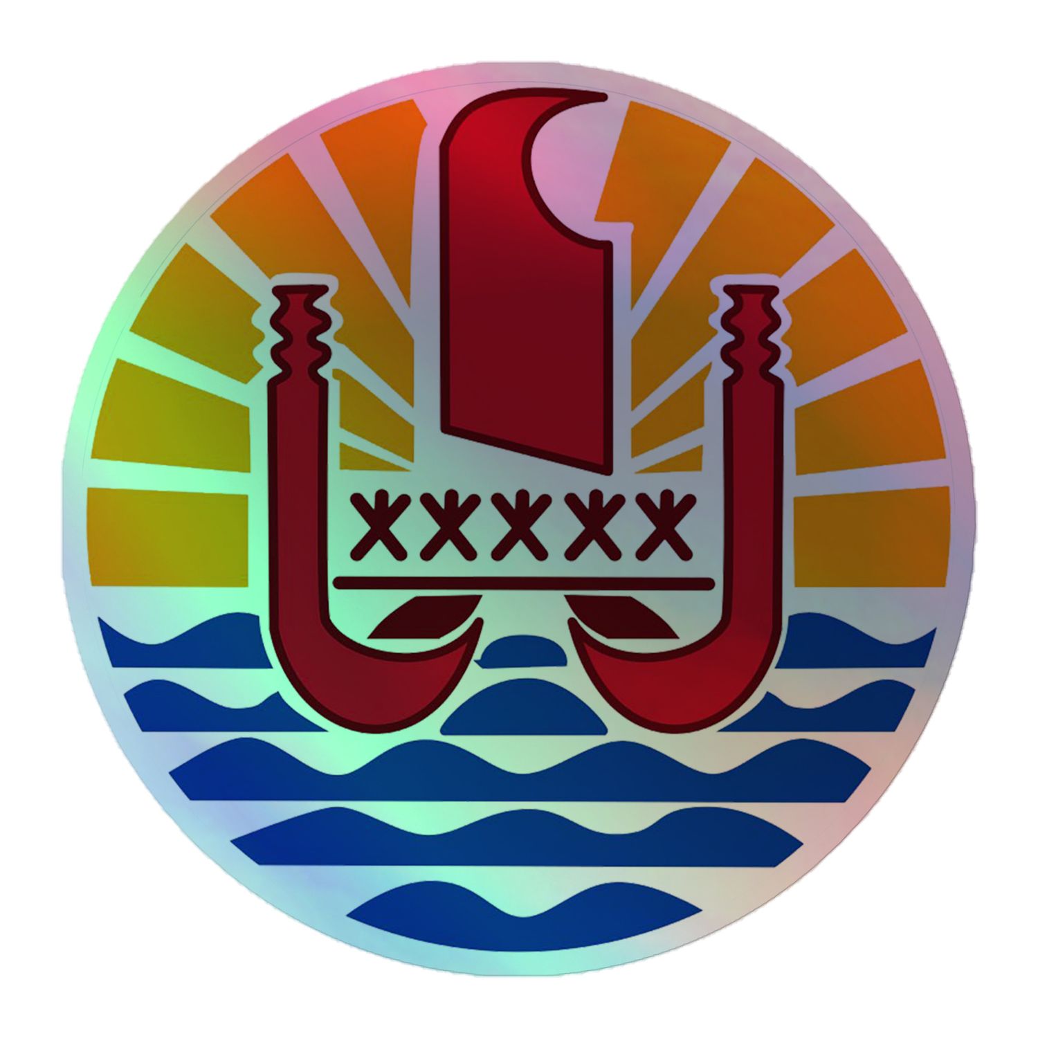French Polynesia Coat of Arms Holographic Sticker