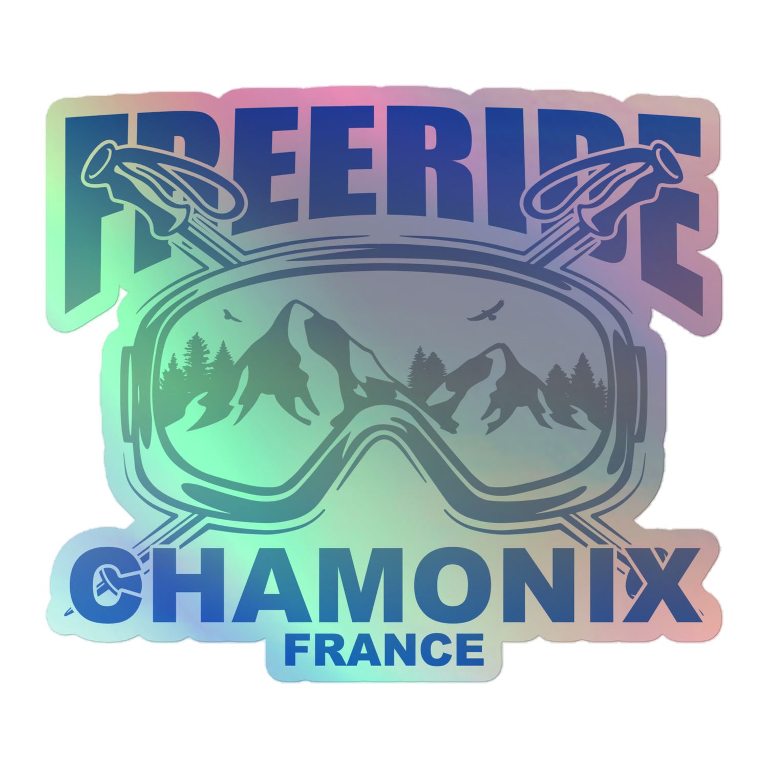 Freeride Skiing Chamonix France Holographic Stickers