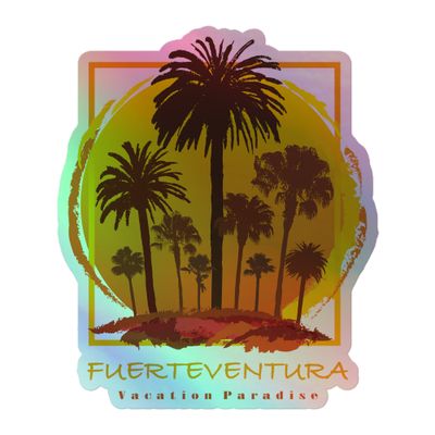 Fuerteventura Sunset Palms Holographic Sticker