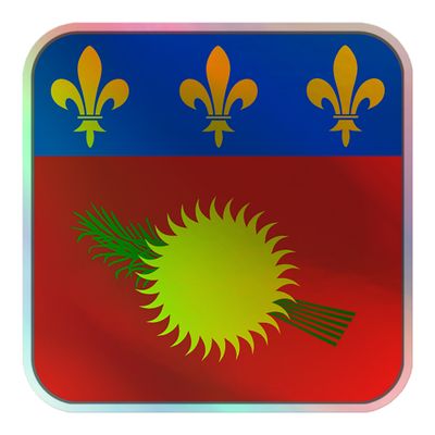 Guadeloupe Flag Magnet Holographic Sticker