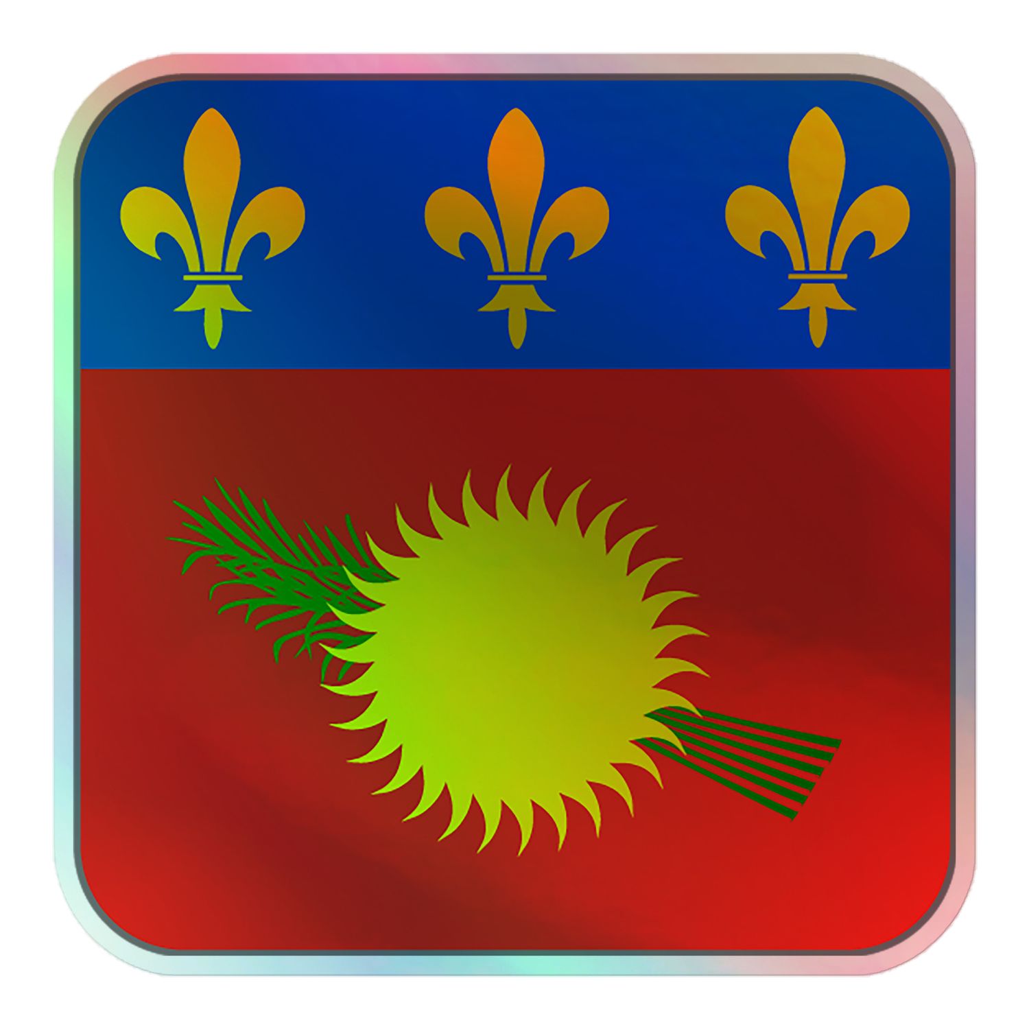 Guadeloupe Flag Magnet Holographic Sticker