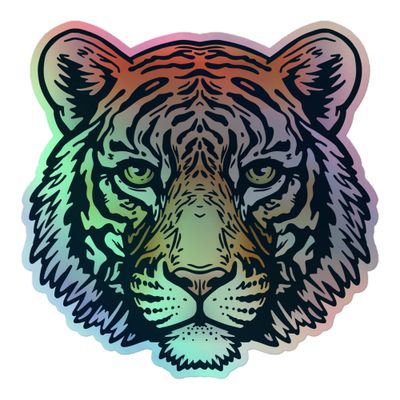 Indian Bengal Tiger Portrait Holographic Sticker