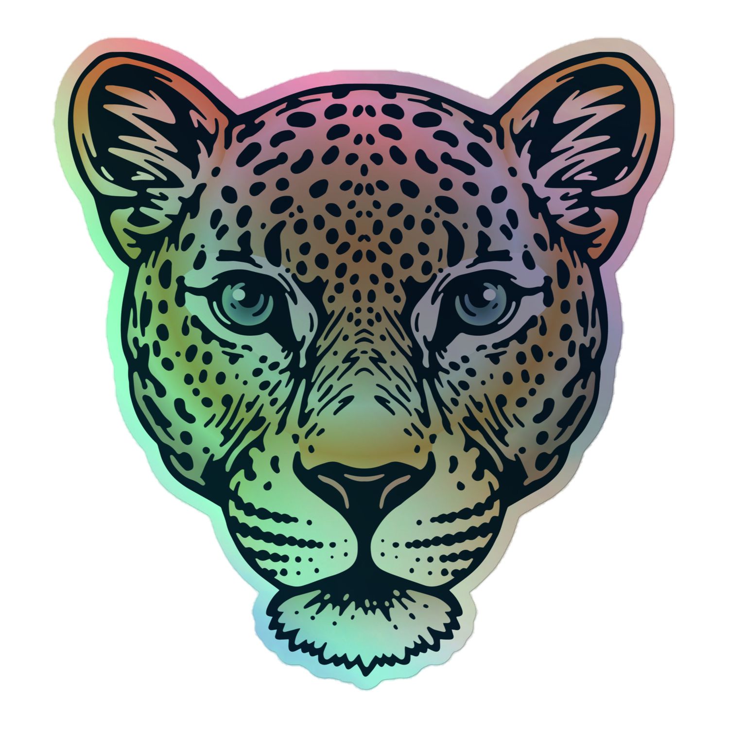 Indian Leopard Portrait Holographic Sticker