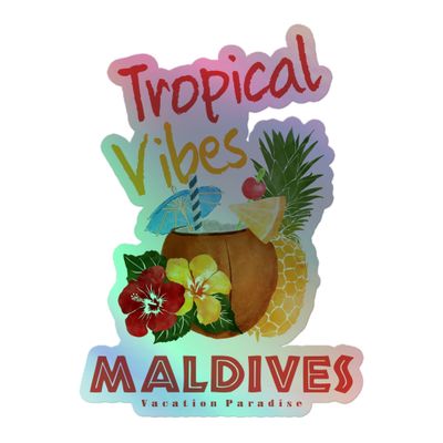Maldives Tropical Vibes Holographic Sticker