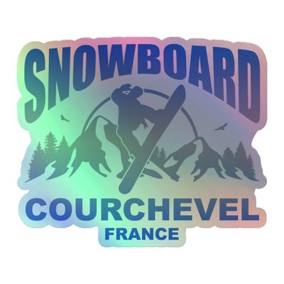 Snowboard Rider Courchevel France Holographic Sticker