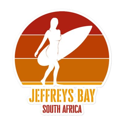 Surfing Jeffreys Bay South Africa, African Surfer Girl (Red) Sticker