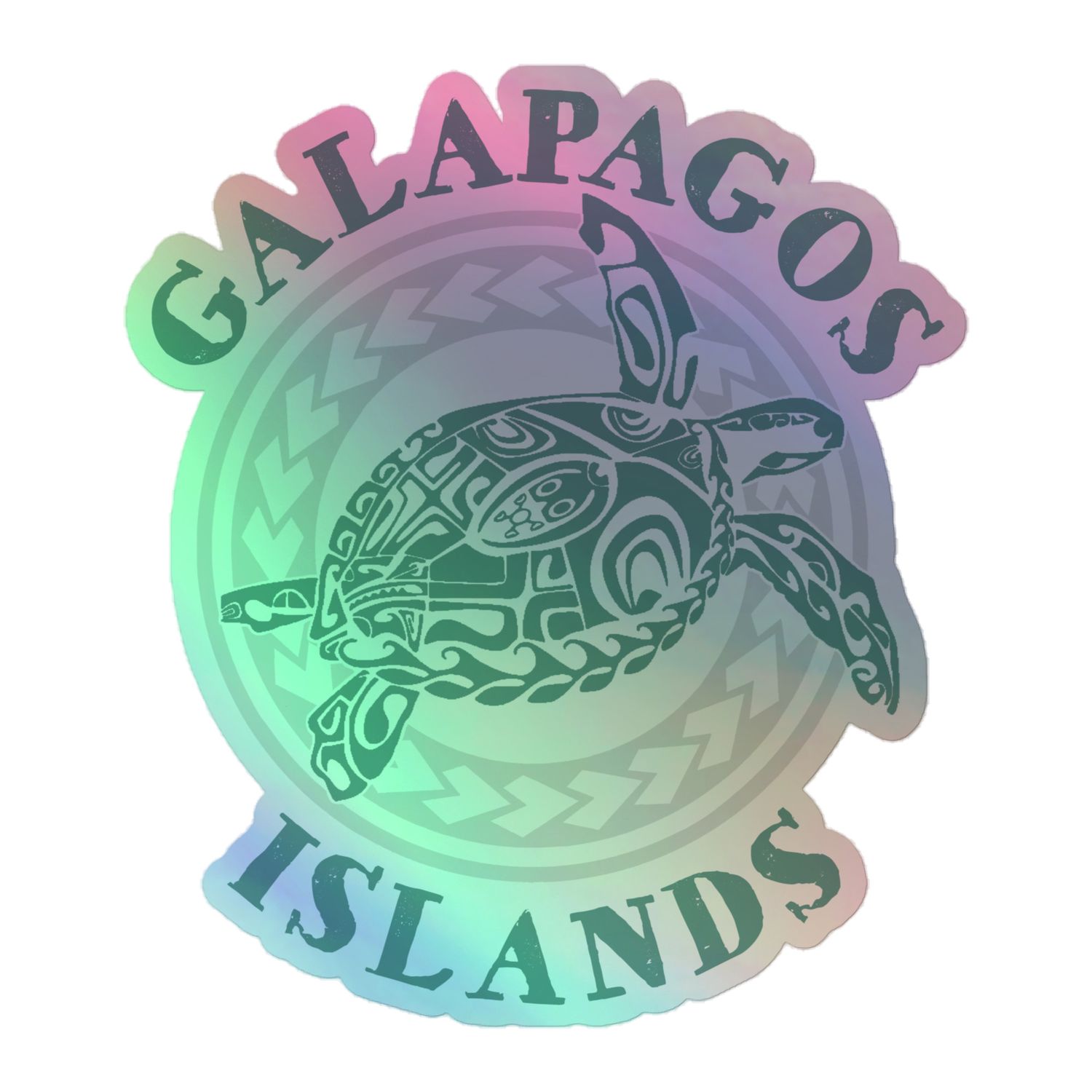 Galapagos Islands Tribal Tattoo Sea Turtle Holographic Sticker