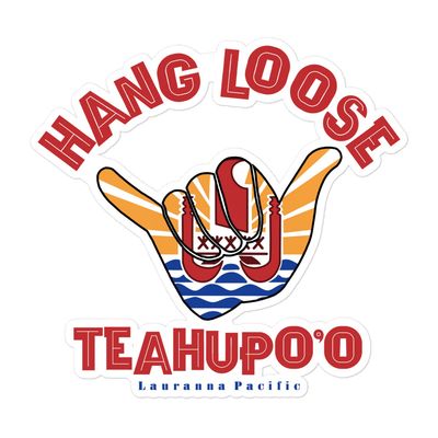 Teahupoo Shaka Hang Loose Tahiti Flag Sticker
