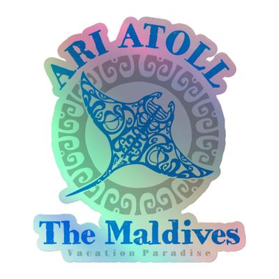Manta Ray Ari Atoll Maldives Tribal Tattoo Holographic Sticker