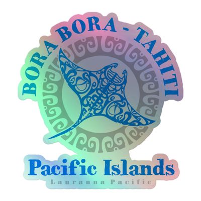 Bora Bora Tahiti Manta Ray Tribal Tattoo Holographic Sticker