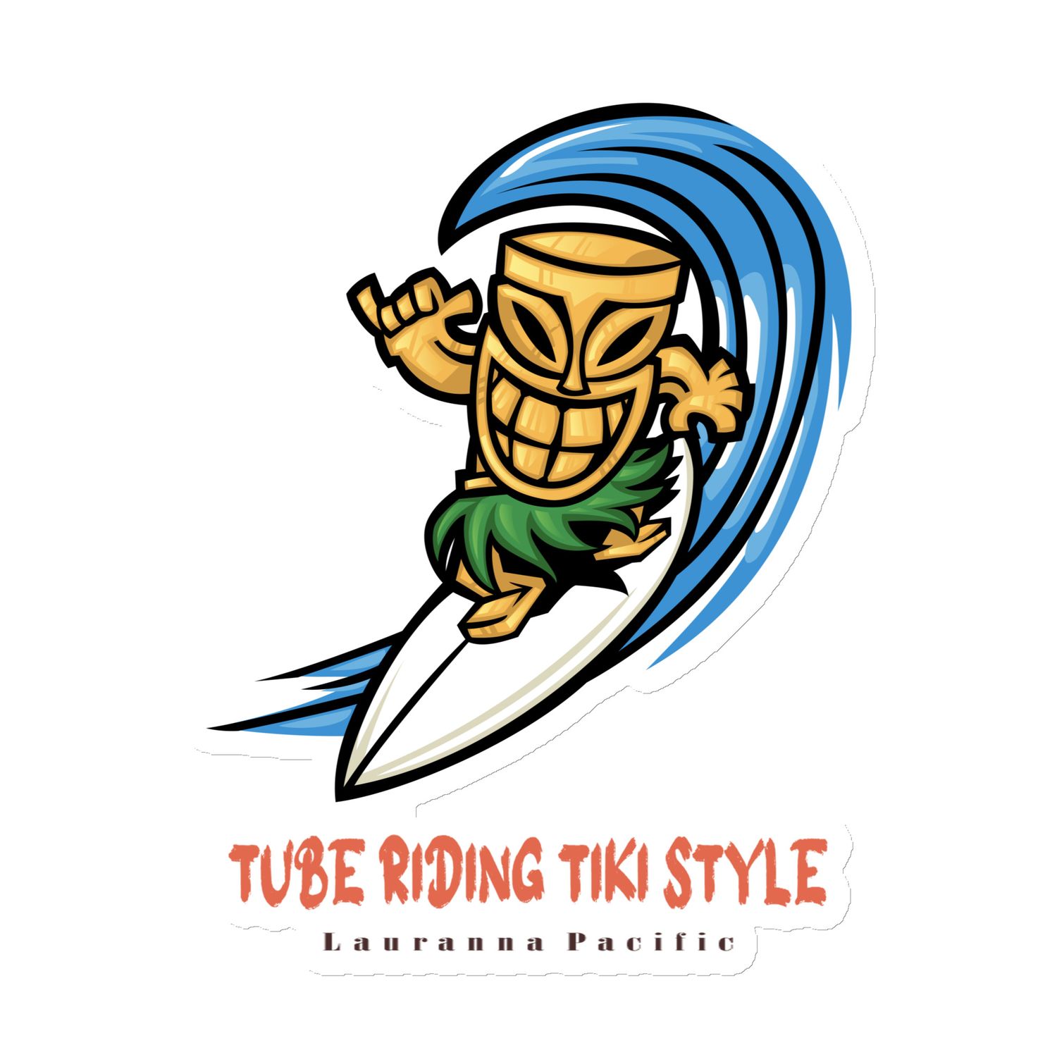 Funny Surfing Tiki, Tube Riding Surfer Tiki Style Magnet