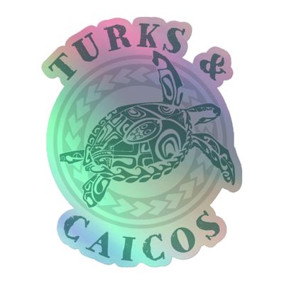 Turks and Caicos Caribbean Tribal Tattoo Sea Turtle Holographic Sticker