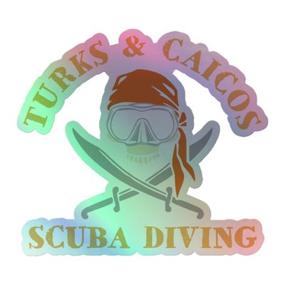Turks and Caicos Pirate Scuba Diver Holographic Sticker