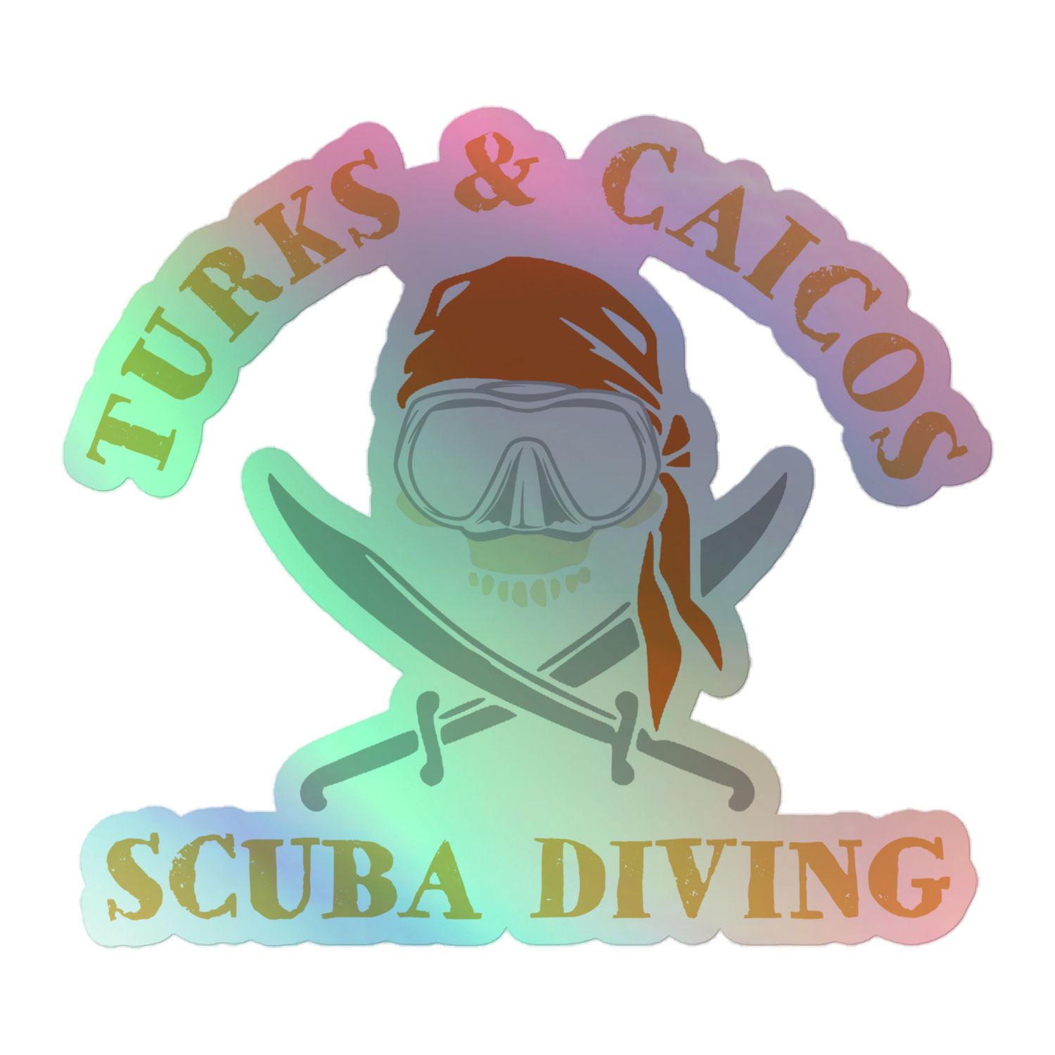 Turks and Caicos Pirate Scuba Diver Holographic Sticker