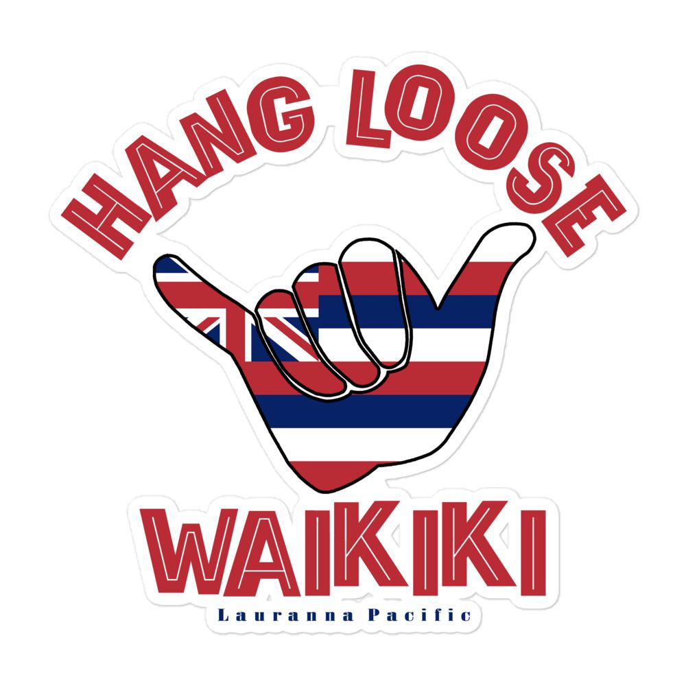 Waikiki Shaka Hang Loose Hawaiian Flag Sticker