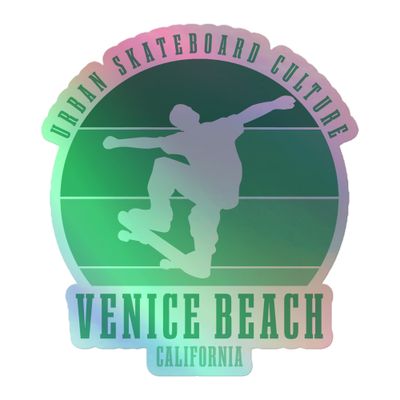 Venice Beach California Skateboarder Urban Skateboarding Holographic Sticker