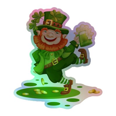 St. Patrick&#39;s Day Dancing Leprechaun Holographic Sticker