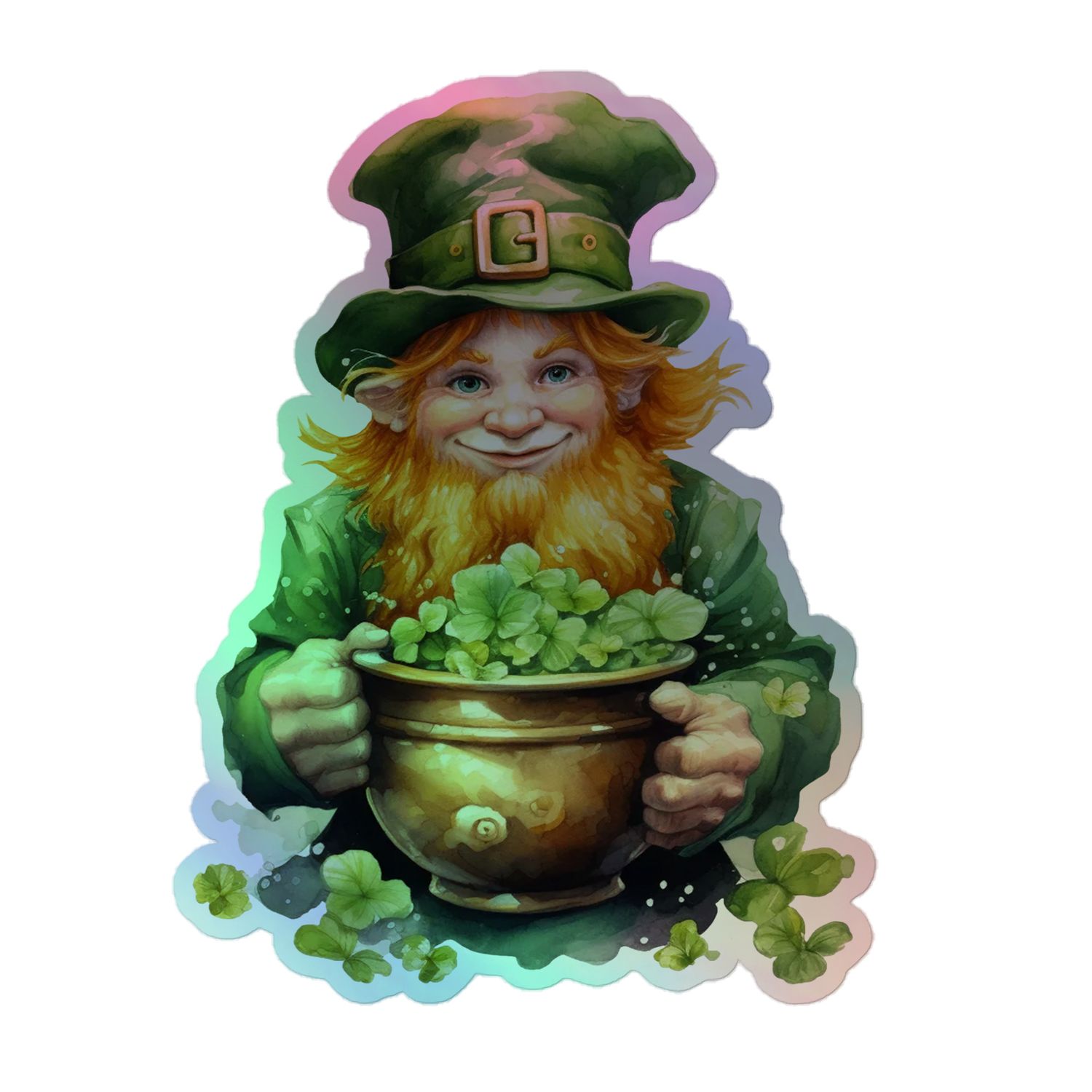 St Patrick&#39;s Day Leprechaun Holographic Sticker