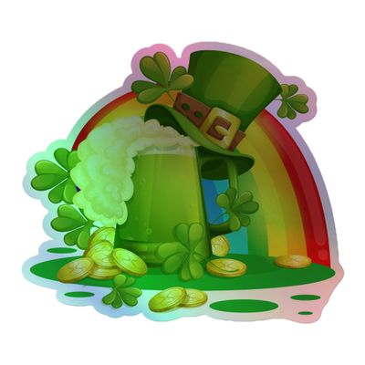 St Patrick&#39;s Day Rainbow Holographic Sticker