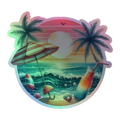 Summer Vacation Vibes (4) Holographic Sticker