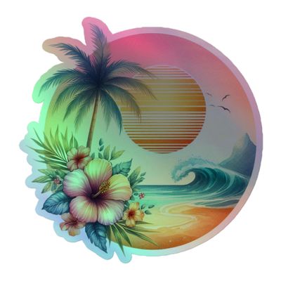 Summer Vacation Vibes (1) Holographic Sticker