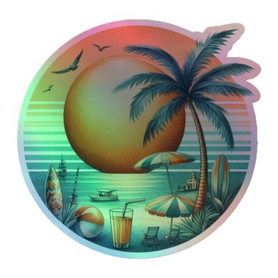 Summer Vacation Vibes (2) Holographic Sticker