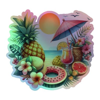 Summer Vacation Vibes (5) Holographic Sticker