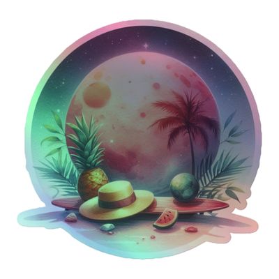Summer Vacation Vibes (8) Holographic Sticker