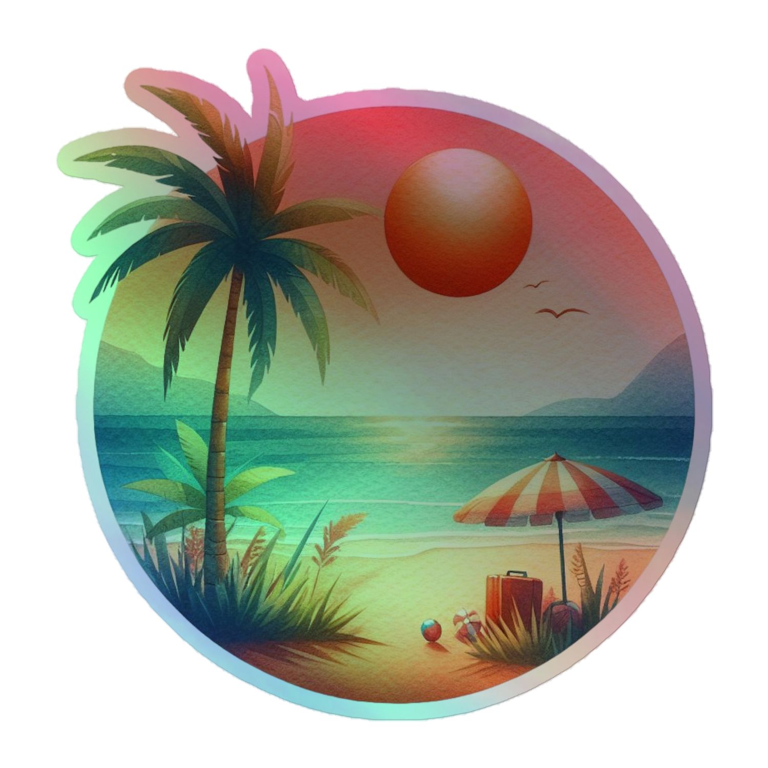 Summer Vacation Vibes (6) Holographic Sticker