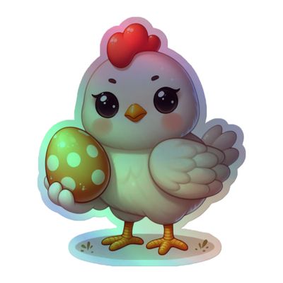 Easter Chicken Holographic Sticker