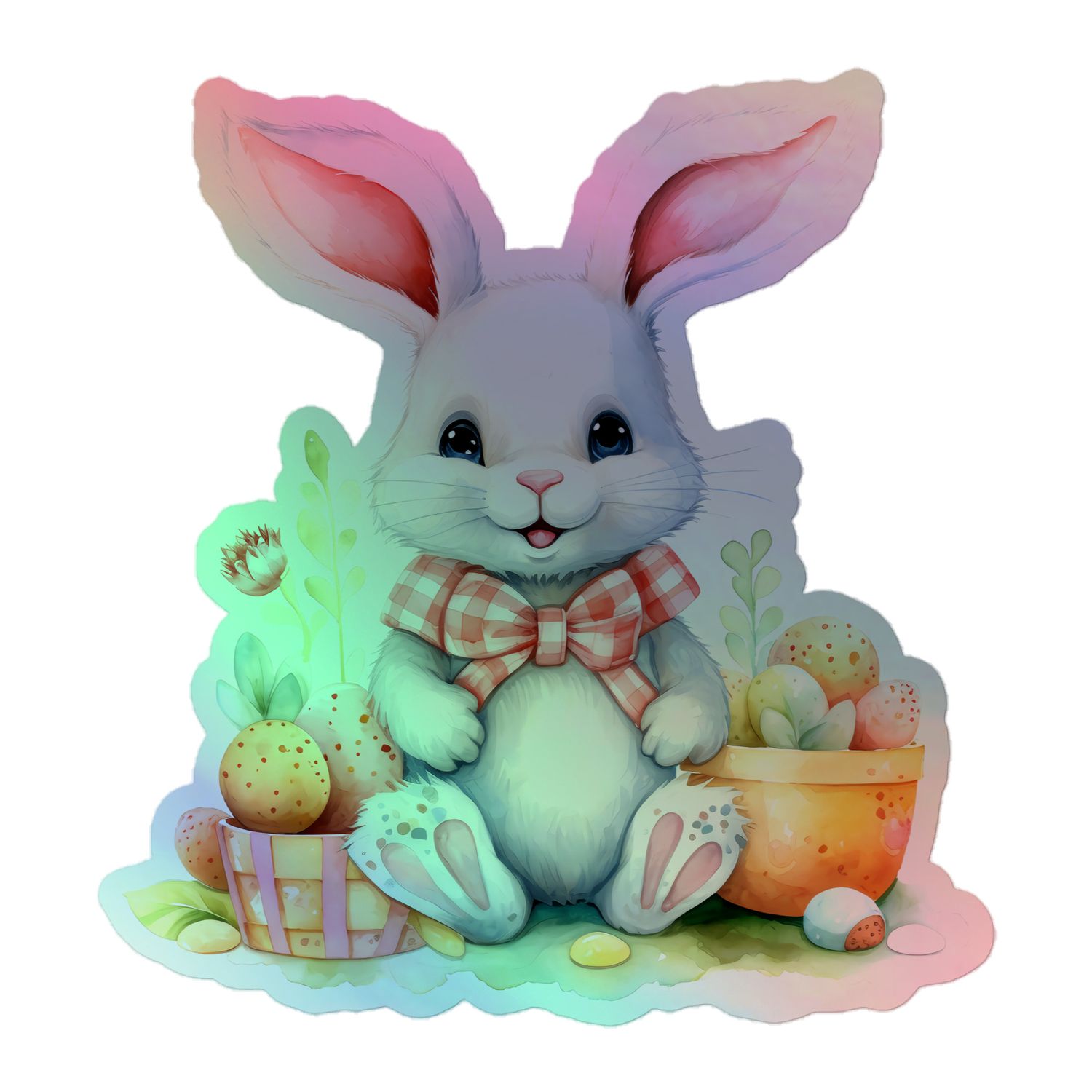 Cute Easter Bunny Holographic Sticker
