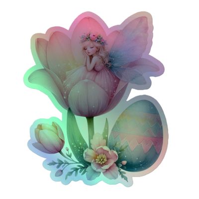 Dreaming Easter Fairy Holographic Sticker