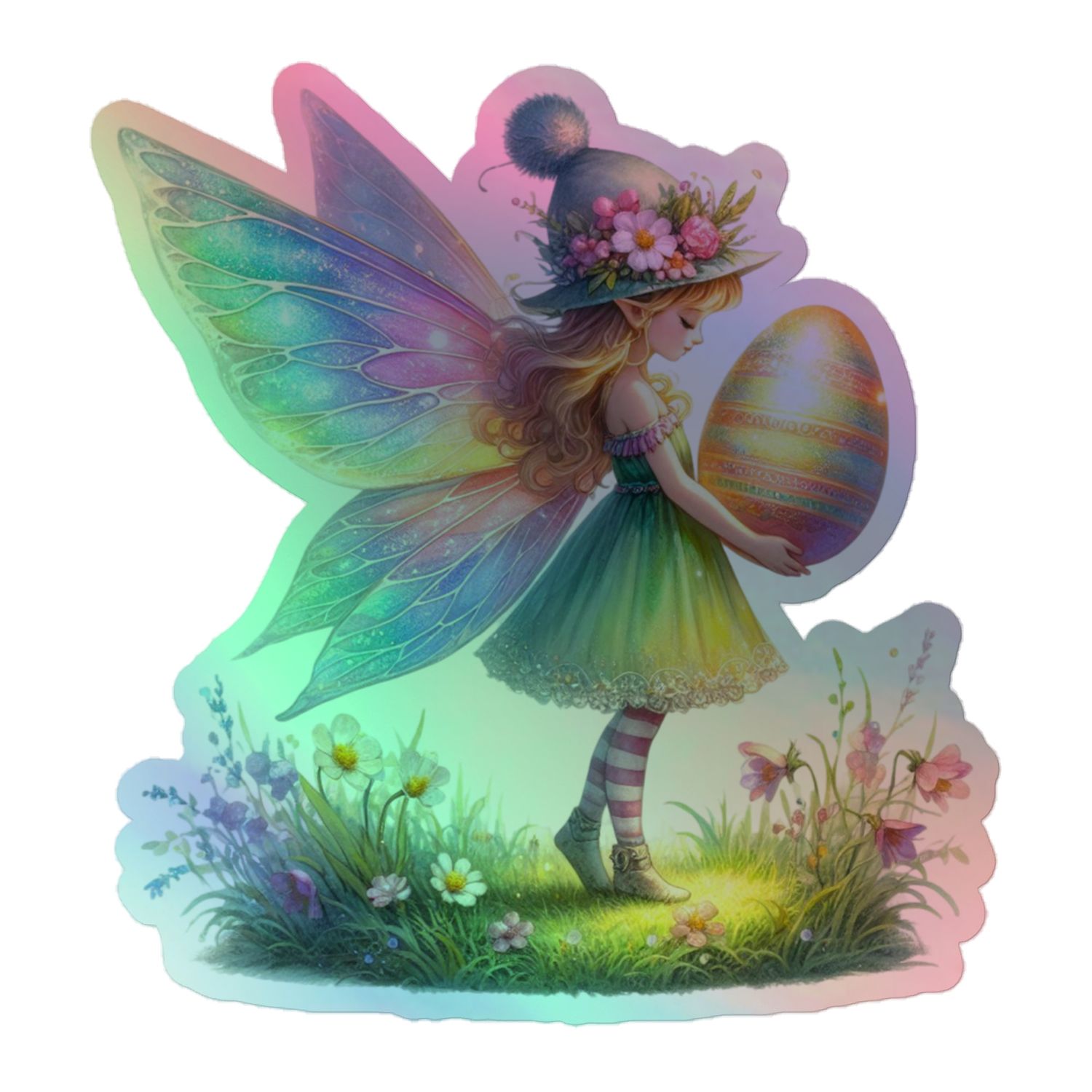 Pretty Easter Fairy Holographic Sticker